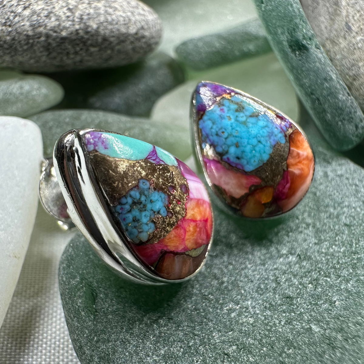 Classic Copper Turquoise Post Earrings | Post Earrings | Wiccan Center
