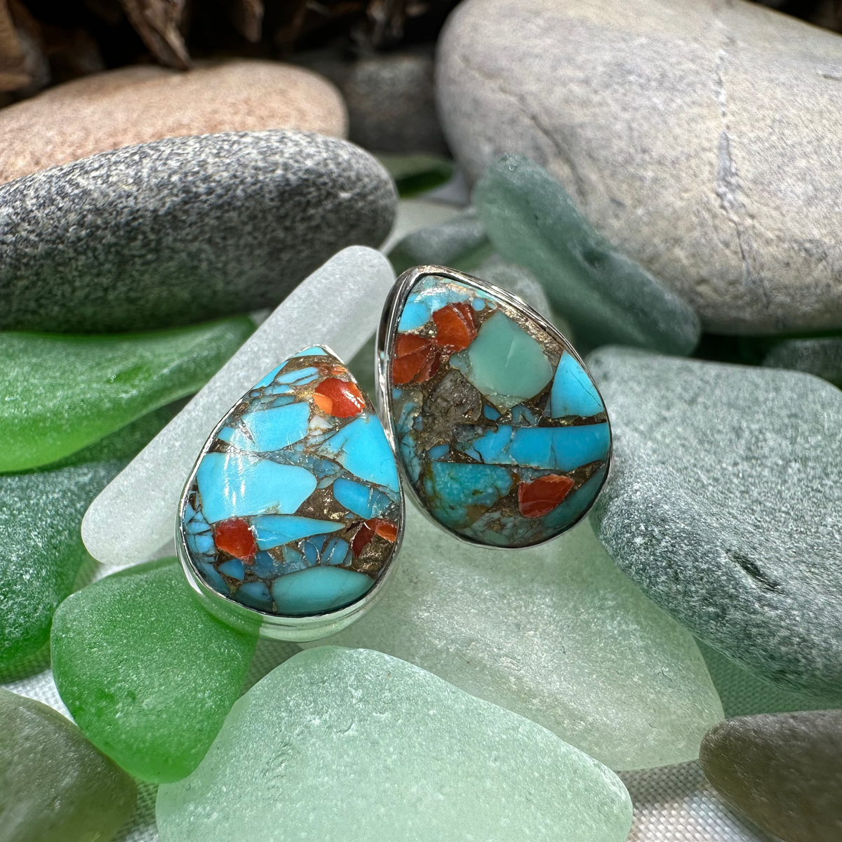 Classic Copper Turquoise Post Earrings | Post Earrings | Wiccan Center