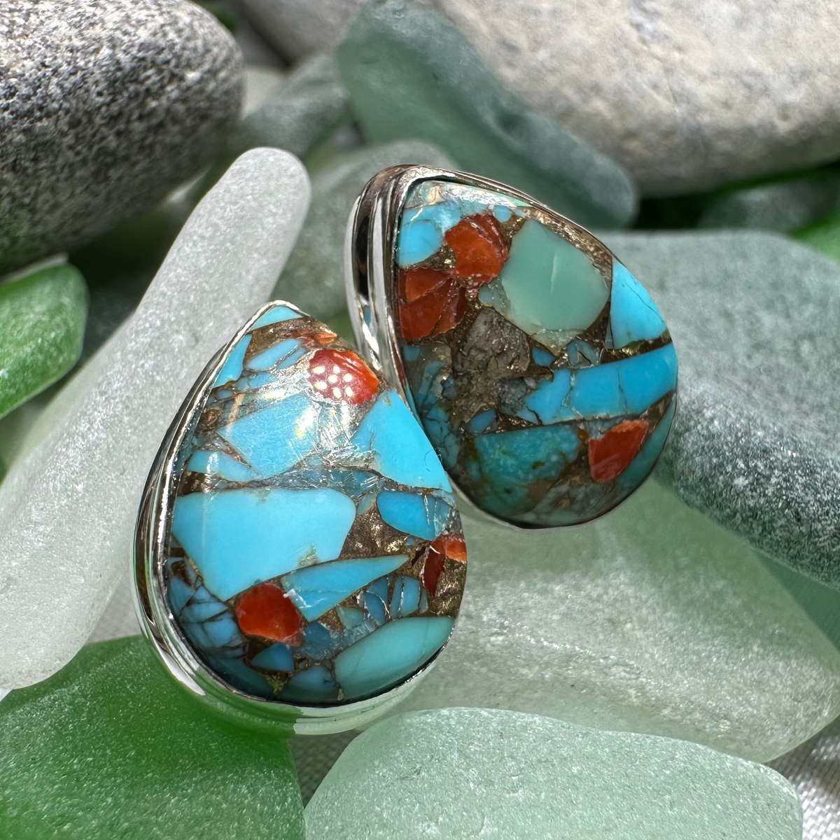 Classic Copper Turquoise Post Earrings | Post Earrings | Wiccan Center