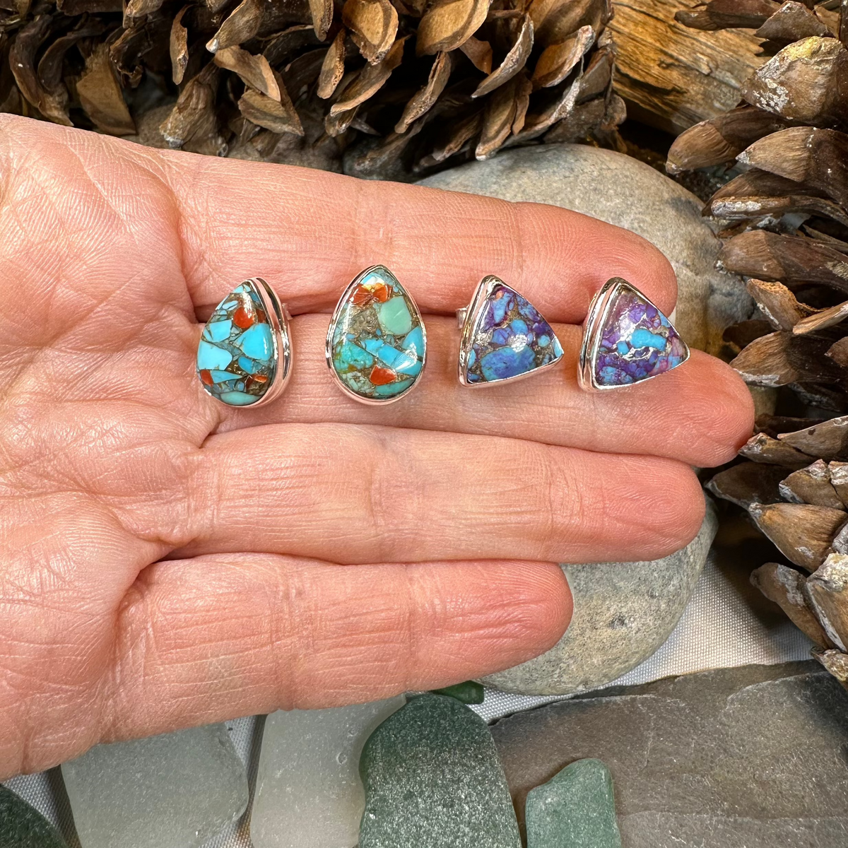 Classic Copper Turquoise Post Earrings | Post Earrings | Wiccan Center