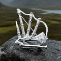 Scottish Bagpipes Sterling Silver Pin - Handmade in Scotland | Brooch | Wiccan Center
