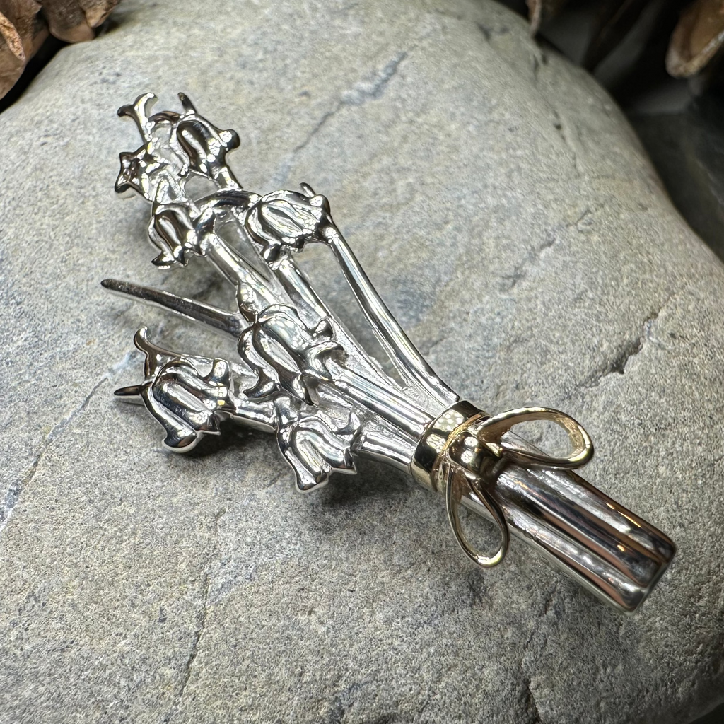 Sterling Silver Scottish Bluebell Posey Brooch - Handmade in Scotland | Brooch | Wiccan Center
