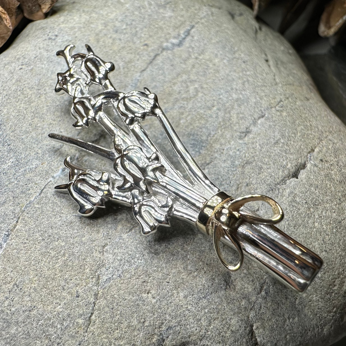 Sterling Silver Scottish Bluebell Posey Brooch - Handmade in Scotland | Brooch | Wiccan Center