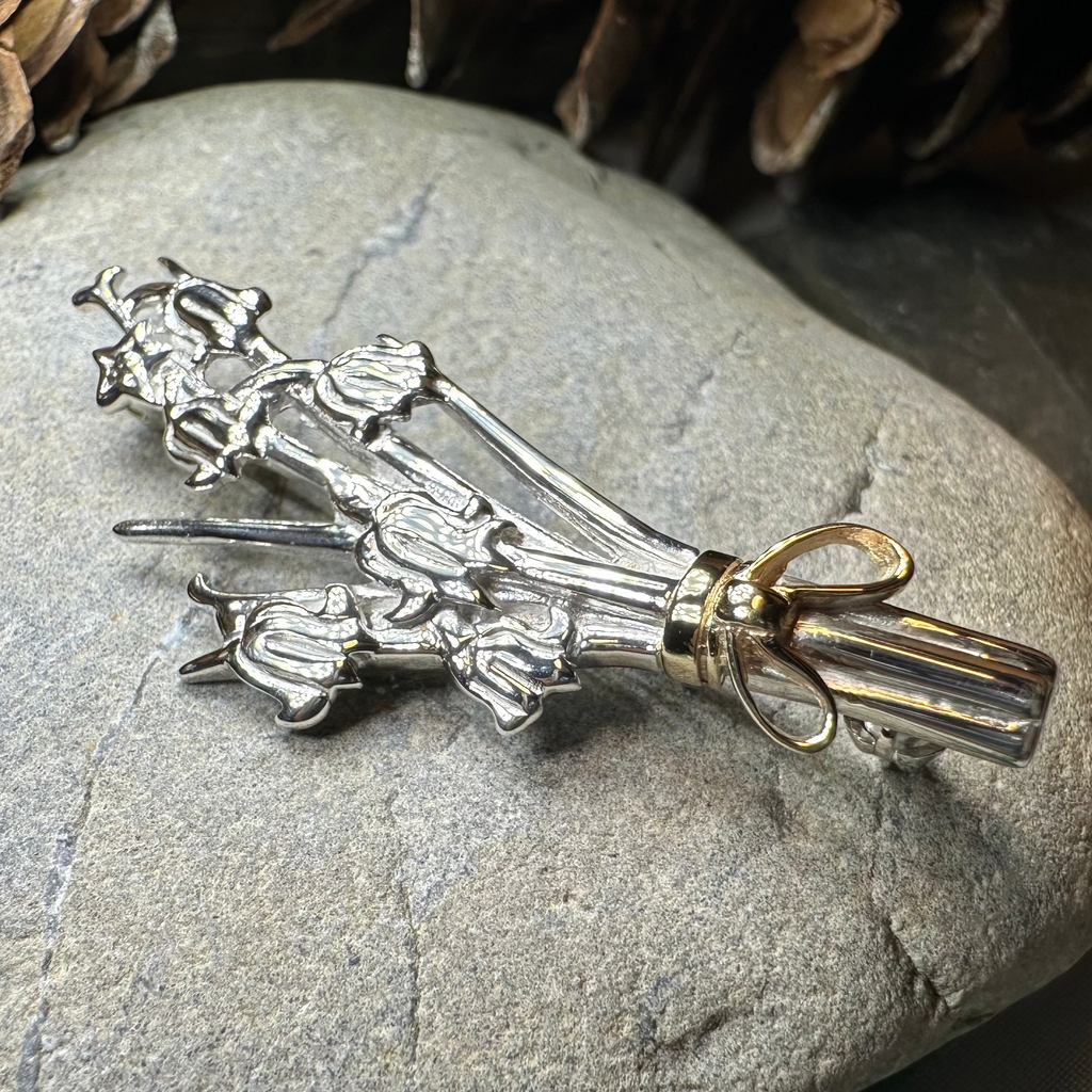 Sterling Silver Scottish Bluebell Posey Brooch - Handmade in Scotland | Brooch | Wiccan Center