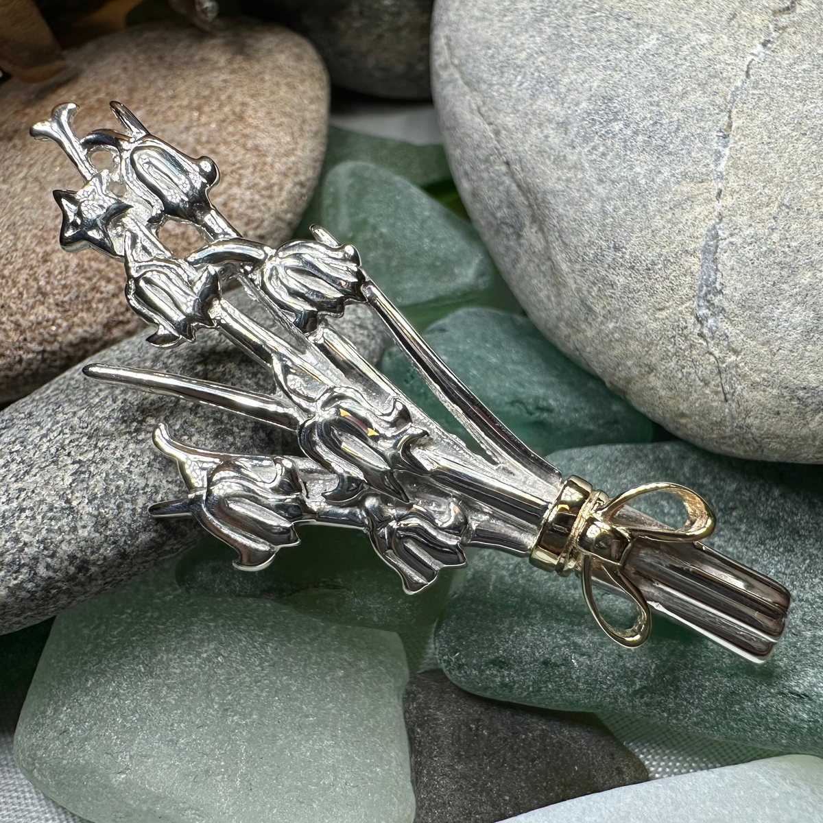Sterling Silver Scottish Bluebell Posey Brooch - Handmade in Scotland | Brooch | Wiccan Center
