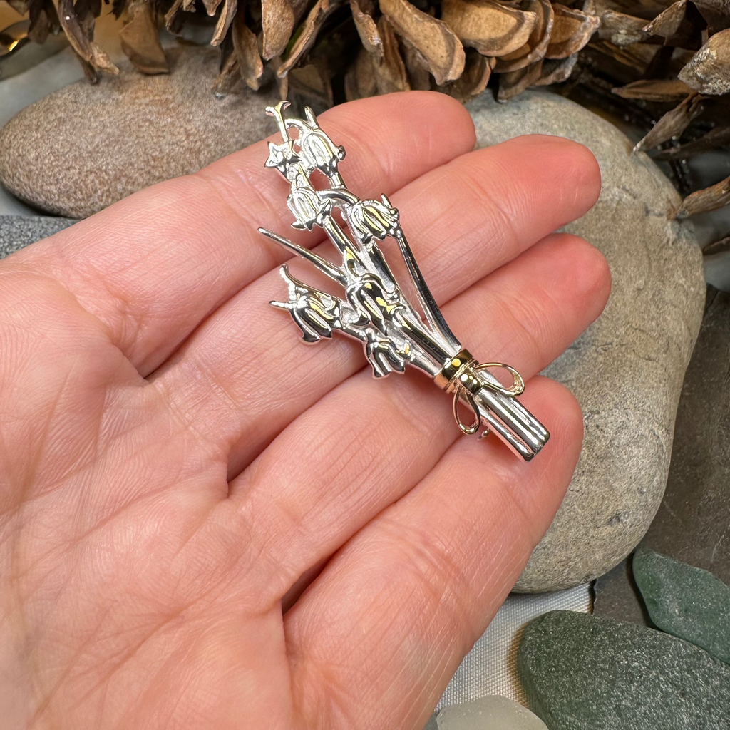 Sterling Silver Scottish Bluebell Posey Brooch - Handmade in Scotland | Brooch | Wiccan Center