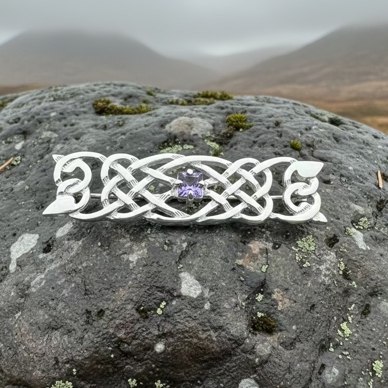 Aranel Amethyst Celtic Knot Brooch - Handmade in Scotland | Brooch | Wiccan Center