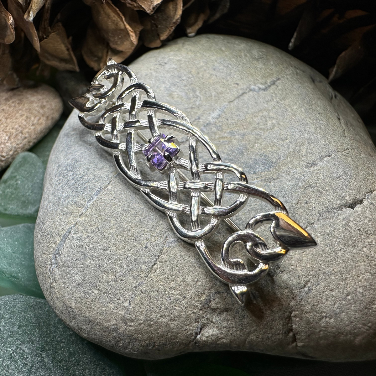 Aranel Amethyst Celtic Knot Brooch - Handmade in Scotland | Brooch | Wiccan Center