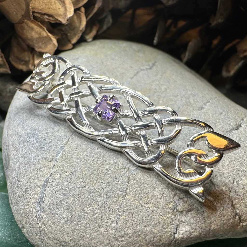 Aranel Amethyst Celtic Knot Brooch - Handmade in Scotland | Brooch | Wiccan Center