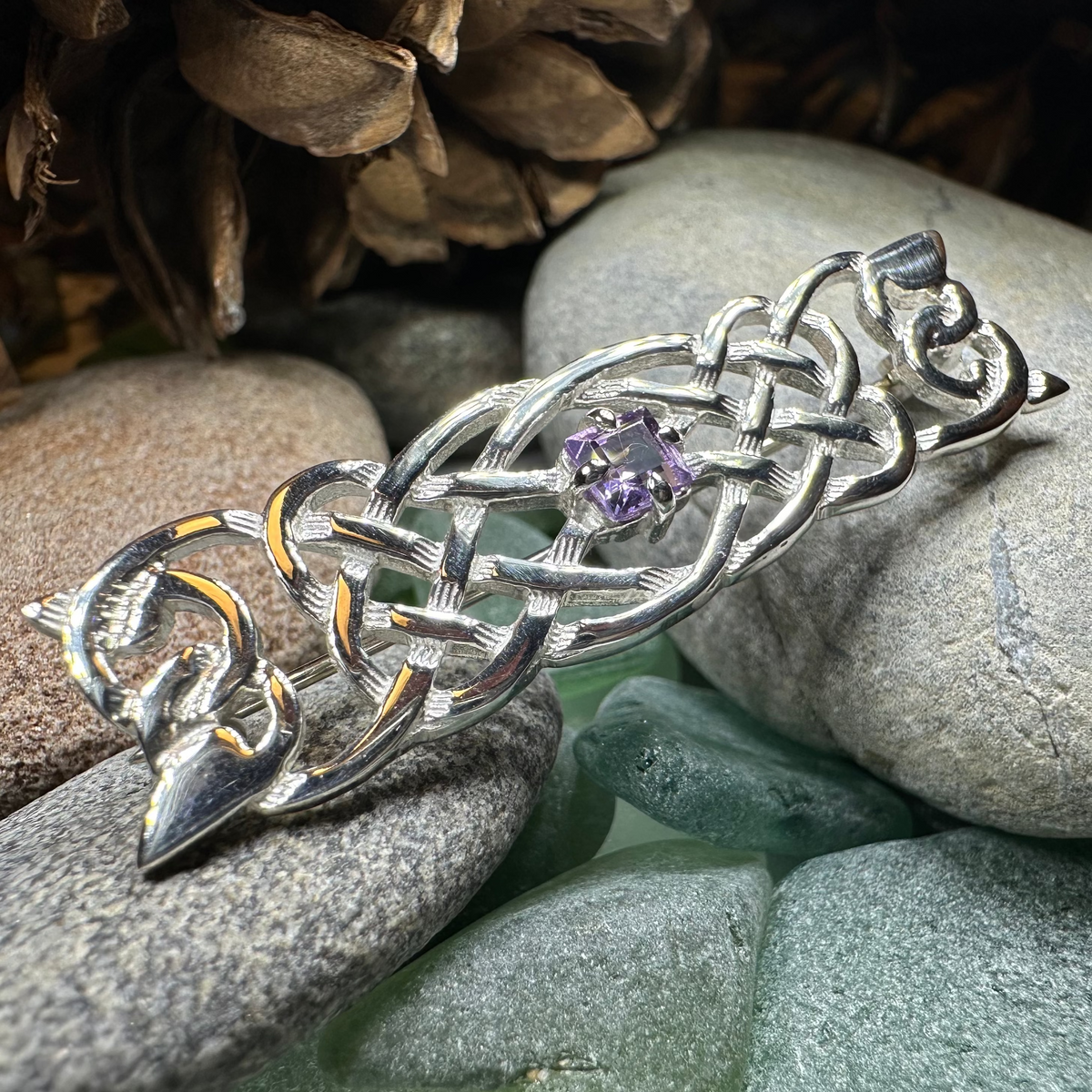 Aranel Amethyst Celtic Knot Brooch - Handmade in Scotland | Brooch | Wiccan Center