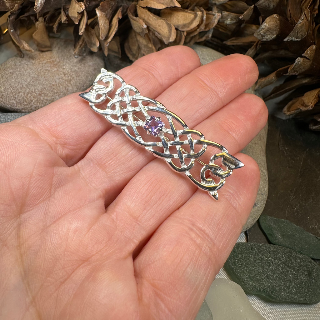 Aranel Amethyst Celtic Knot Brooch - Handmade in Scotland | Brooch | Wiccan Center