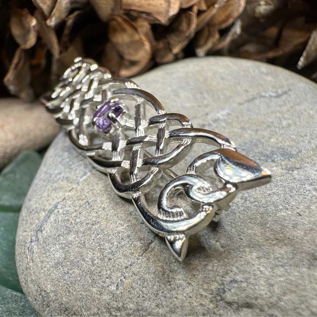 Aranel Amethyst Celtic Knot Brooch - Handmade in Scotland | Brooch | Wiccan Center