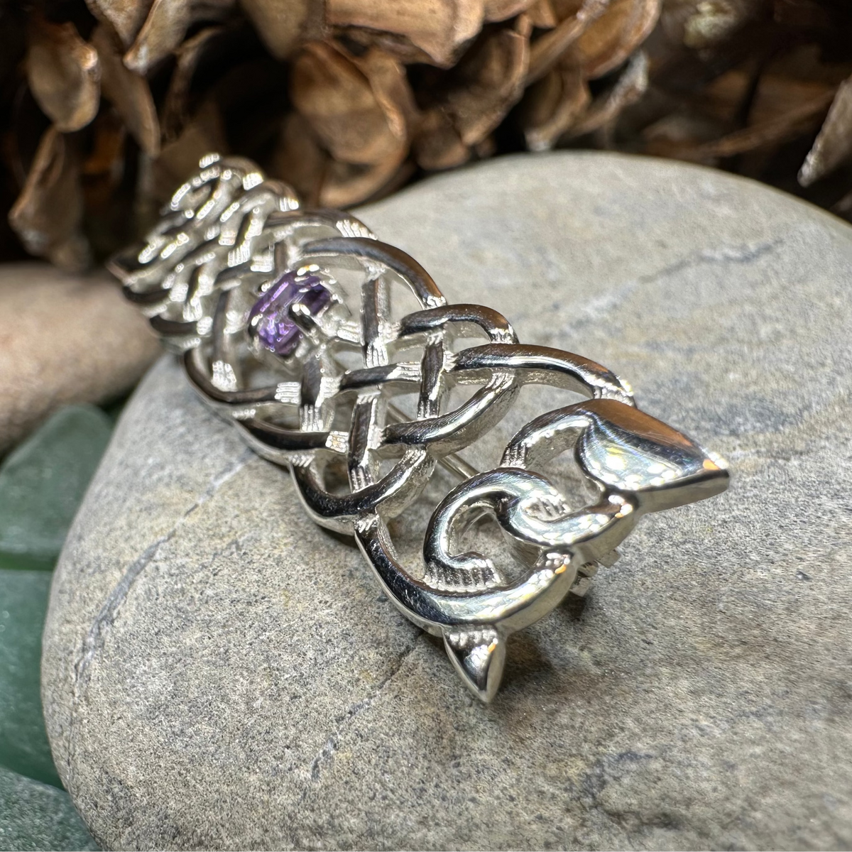 Aranel Amethyst Celtic Knot Brooch - Handmade in Scotland | Brooch | Wiccan Center