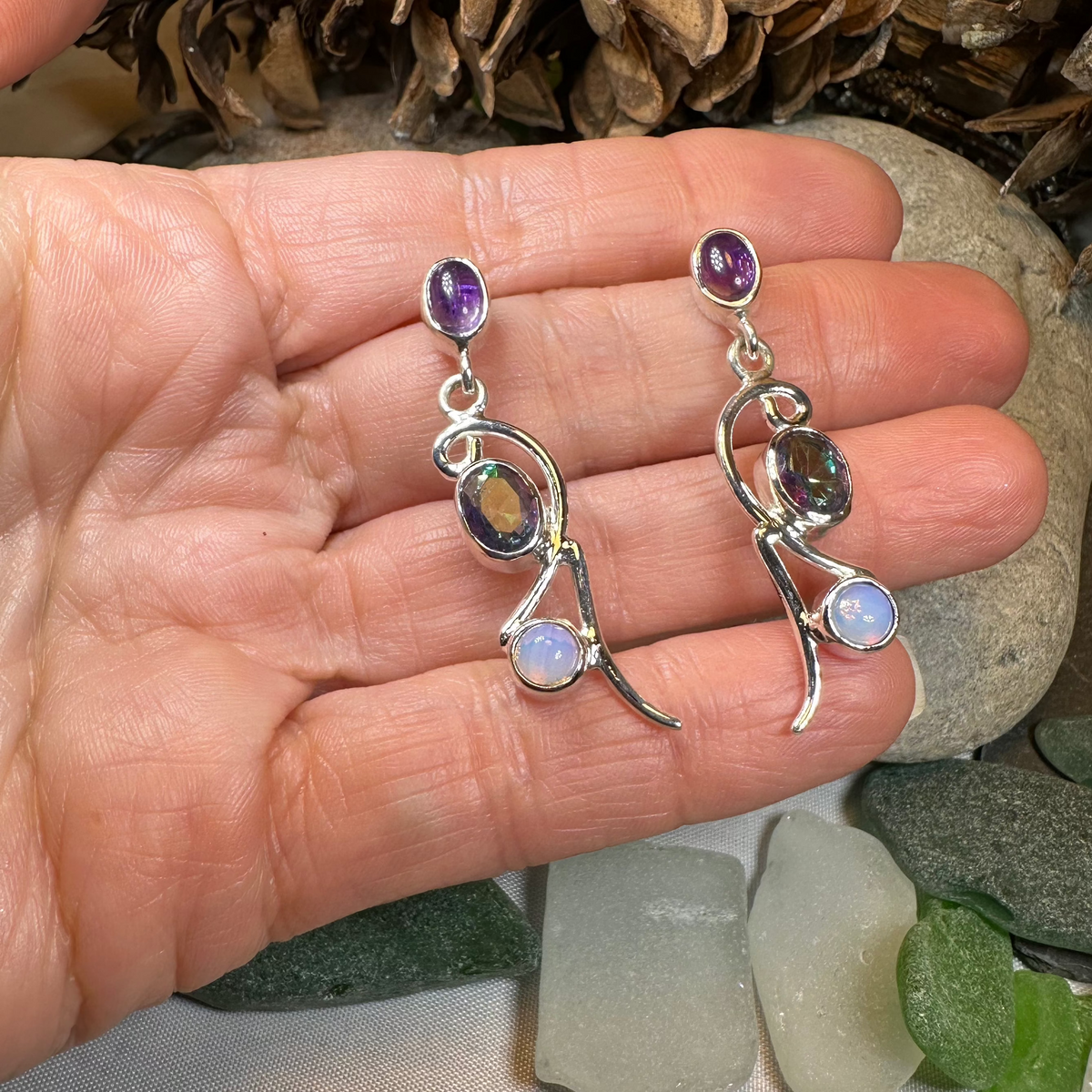 Fairy Waterfall Mystic Topaz Earrings | Dangle Earrings | Wiccan Center