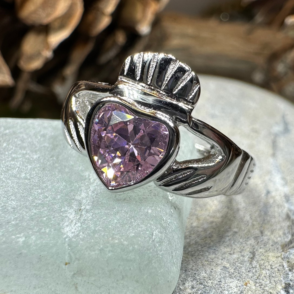 Pink Sapphire Claddagh Ring | Ring | Wiccan Center