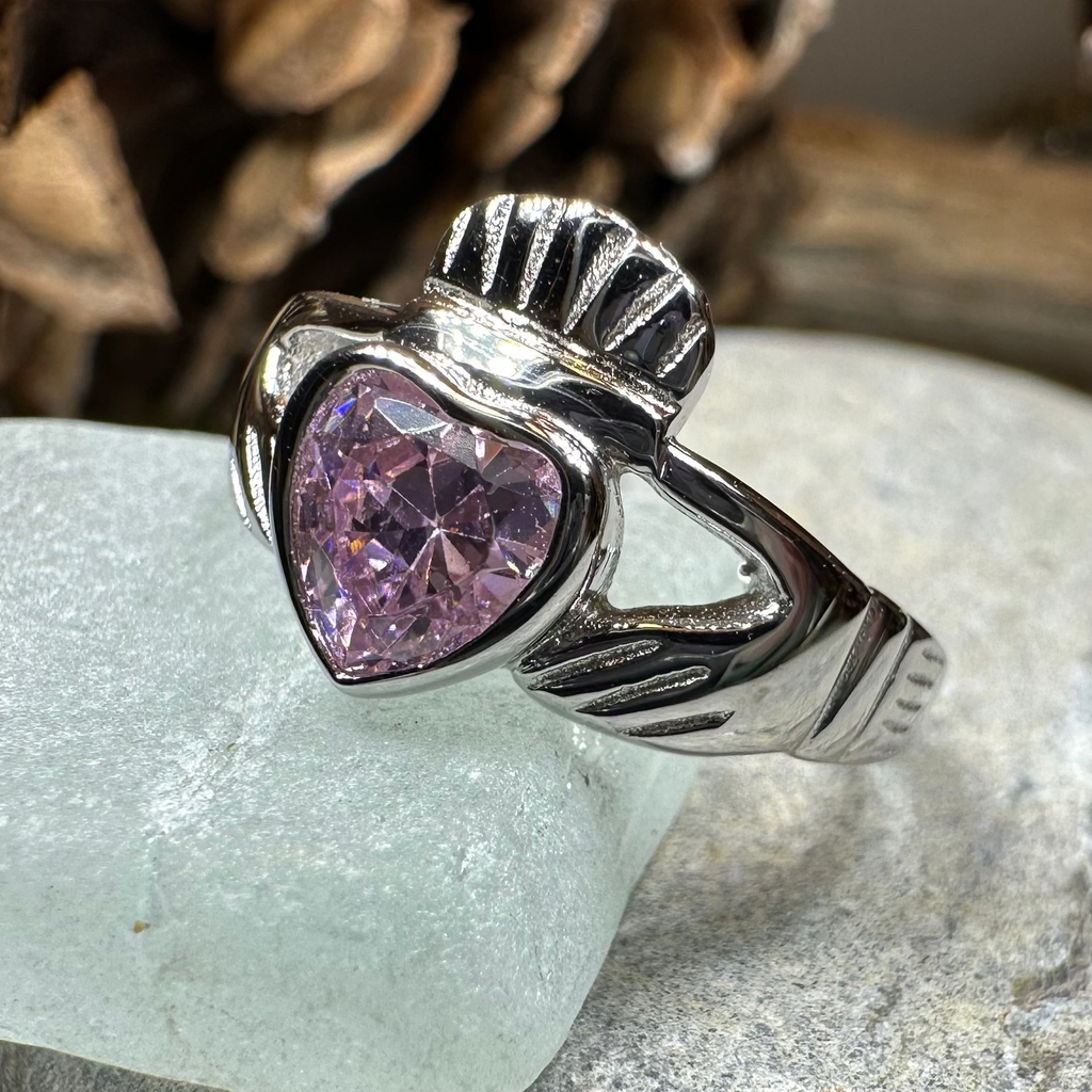 Pink Sapphire Claddagh Ring | Ring | Wiccan Center