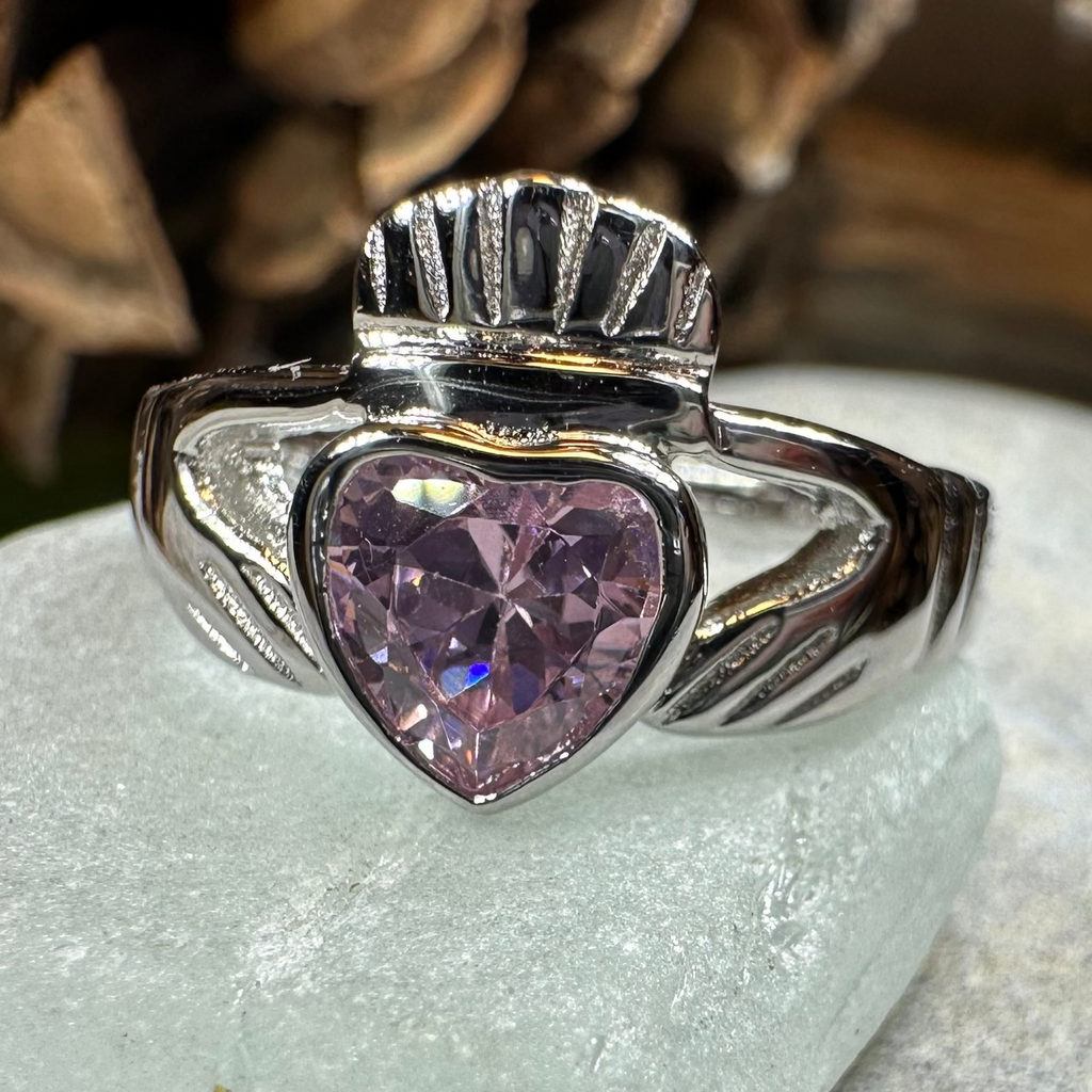 Pink Sapphire Claddagh Ring | Ring | Wiccan Center