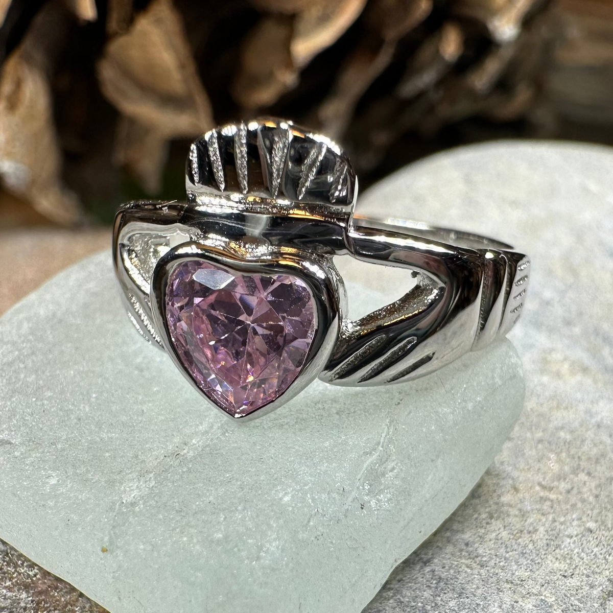 Pink Sapphire Claddagh Ring | Ring | Wiccan Center