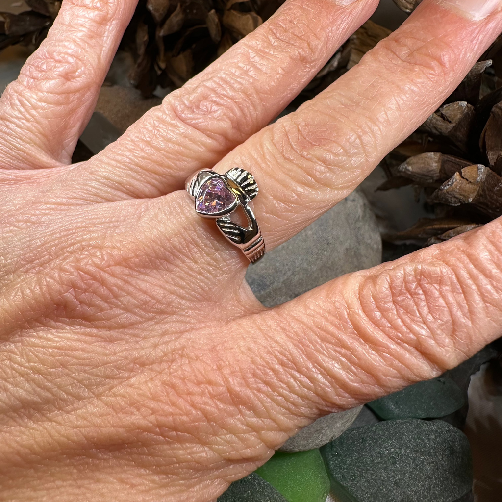Pink Sapphire Claddagh Ring | Ring | Wiccan Center