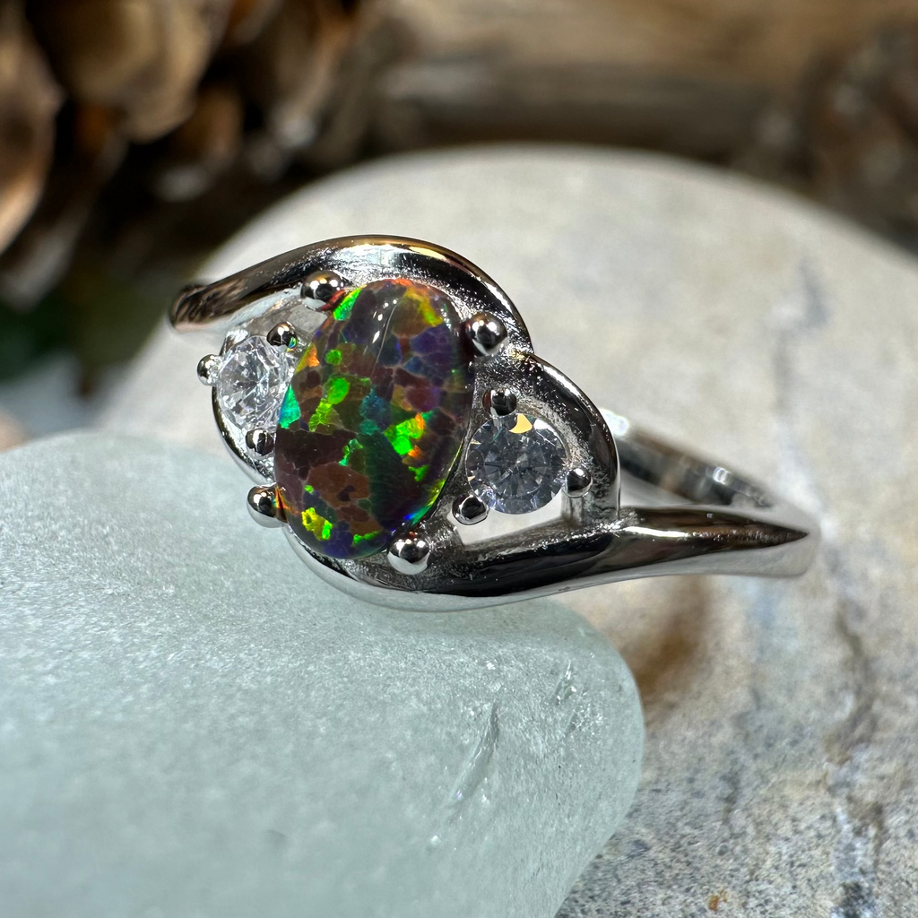 Nya Black Fire Opal Ring | Ring | Wiccan Center