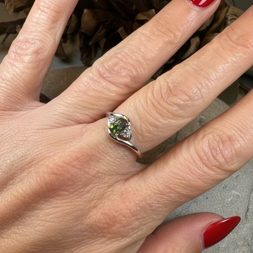 Nya Black Fire Opal Ring | Ring | Wiccan Center