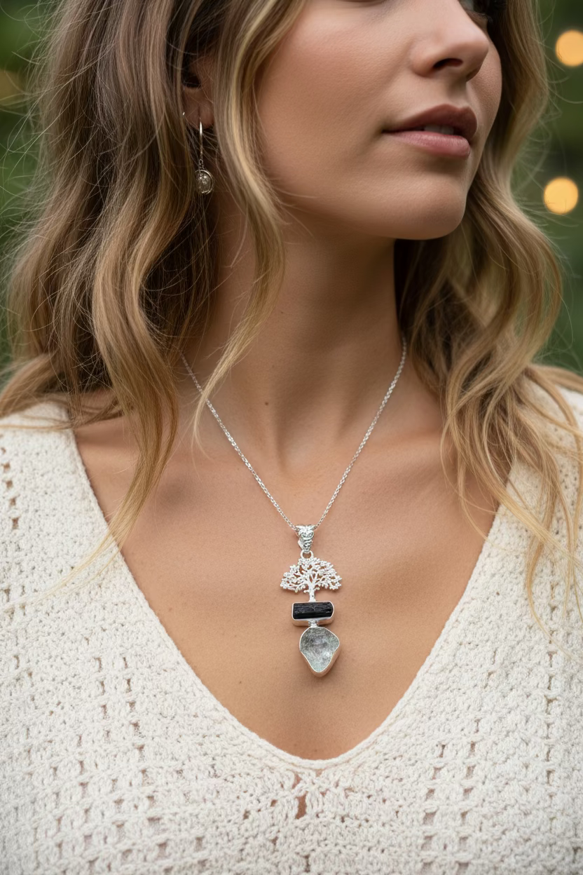 Tree of Life Gemstone Necklace | Pendant | Wiccan Center