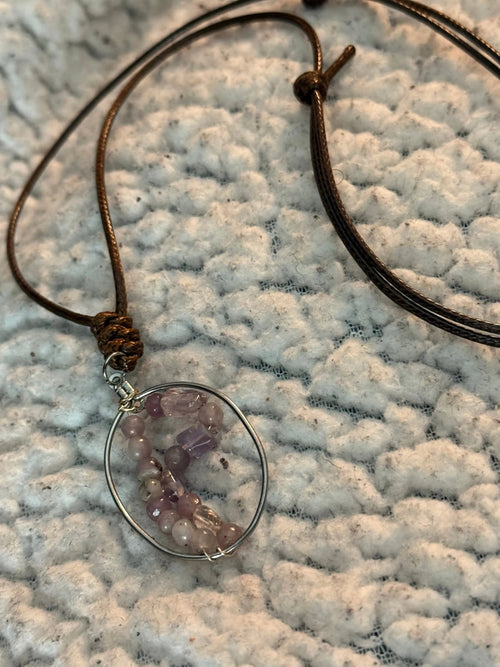 Adjustable Amethyst Necklace with Stainless Steel Ring | Necklace | Wiccan Center