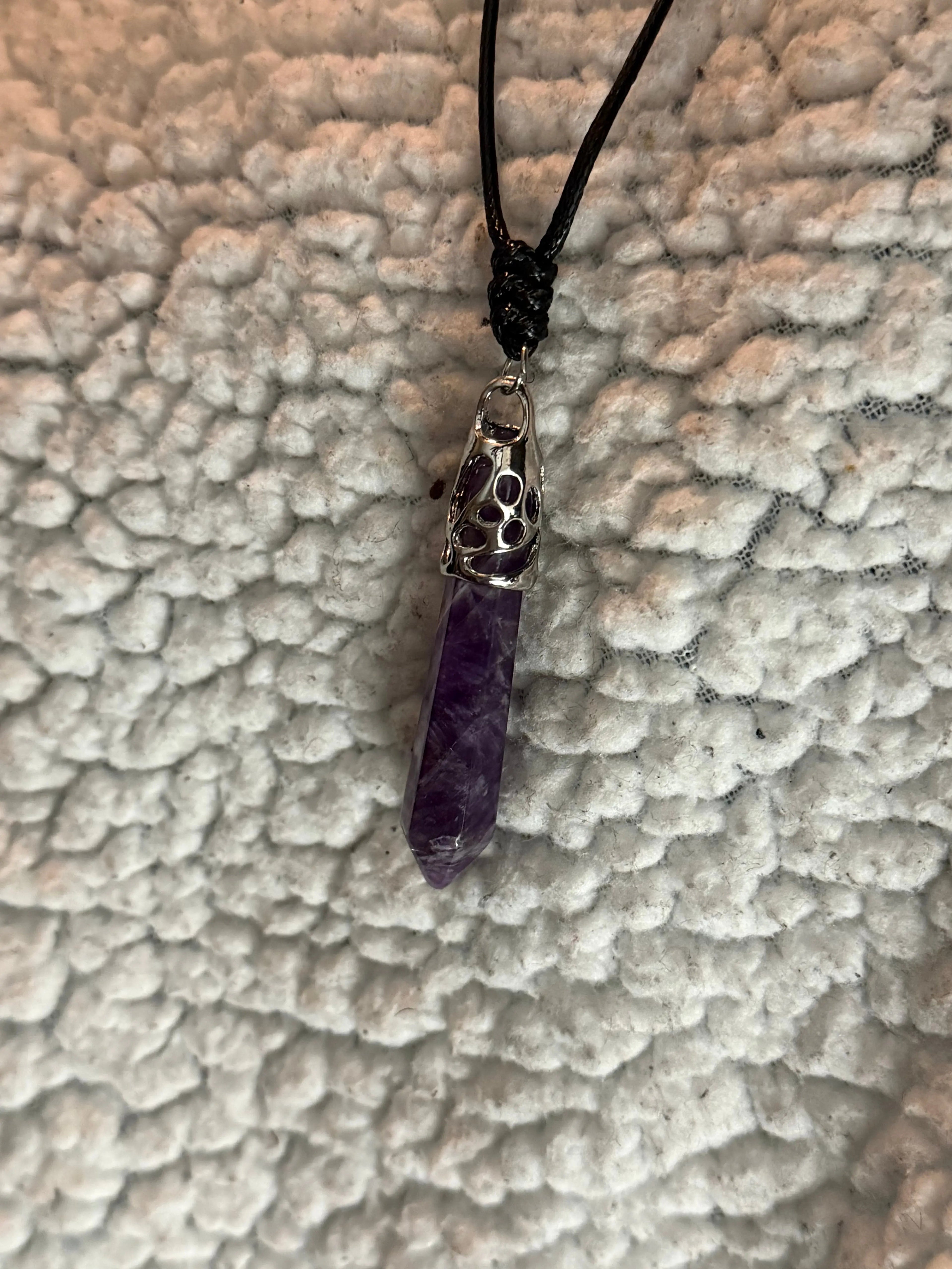 Adjustable Amethyst Pendant Necklace
