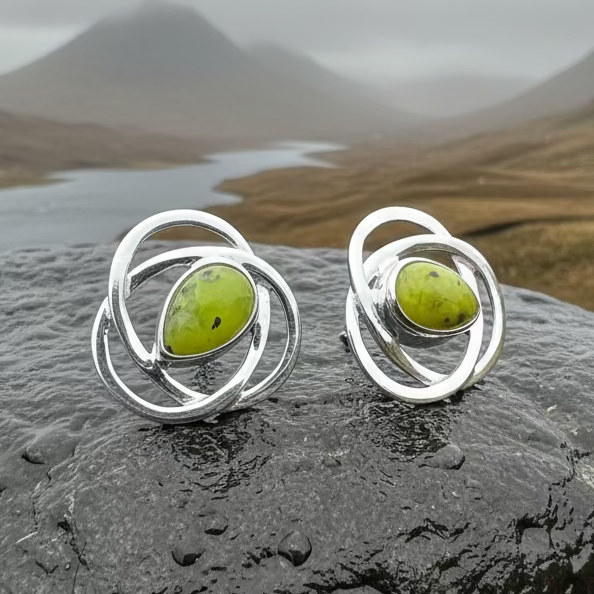 Connemara Marble Celtic Post Earrings | Post Earrings | Wiccan Center