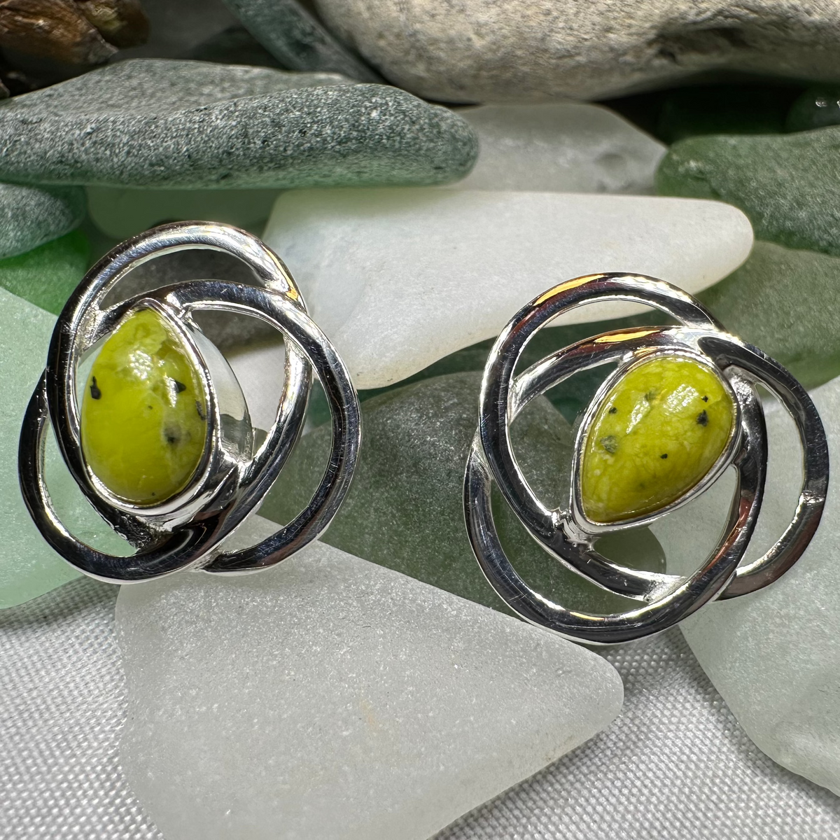 Connemara Marble Celtic Post Earrings | Post Earrings | Wiccan Center