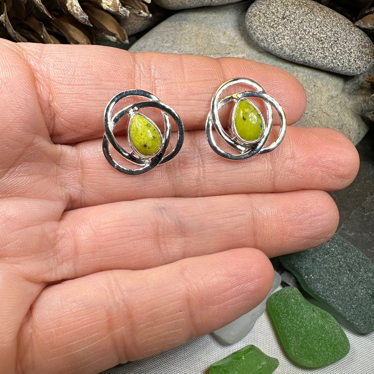Connemara Marble Celtic Post Earrings | Post Earrings | Wiccan Center