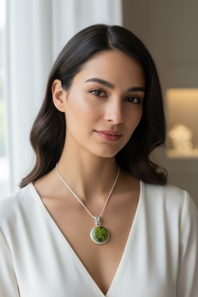 Connemara Marble Irish Round Necklace | Pendant | Wiccan Center