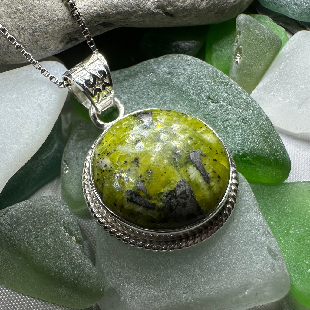Connemara Marble Irish Round Necklace | Pendant | Wiccan Center