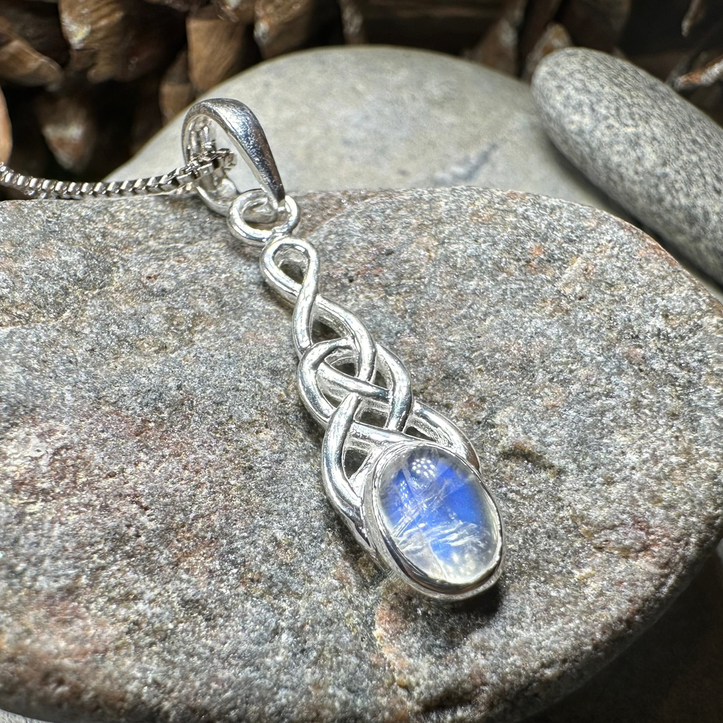 Dublin Celtic Knot Moonstone Necklace in Sterling Silver | Pendant | Wiccan Center