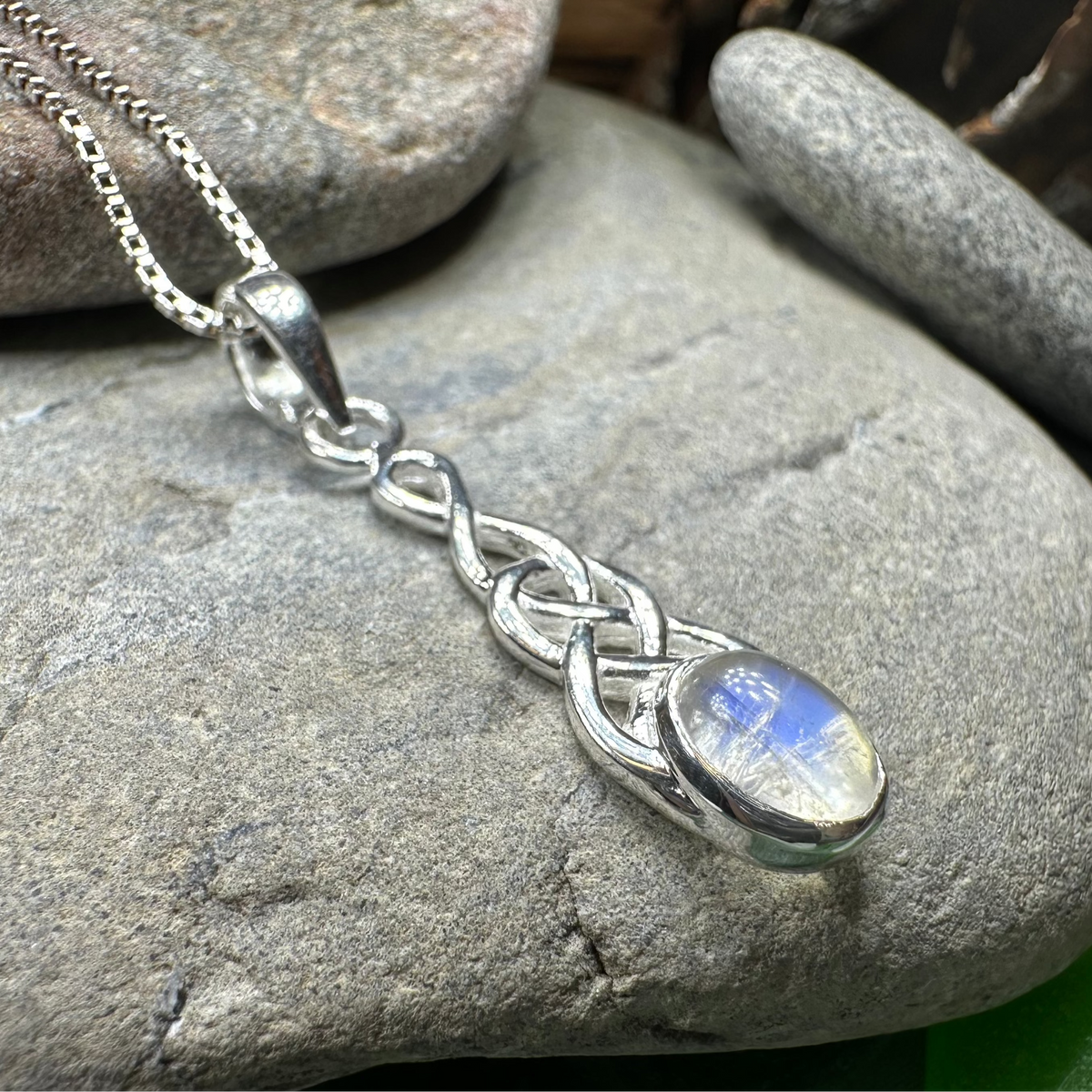 Dublin Celtic Knot Moonstone Necklace in Sterling Silver | Pendant | Wiccan Center