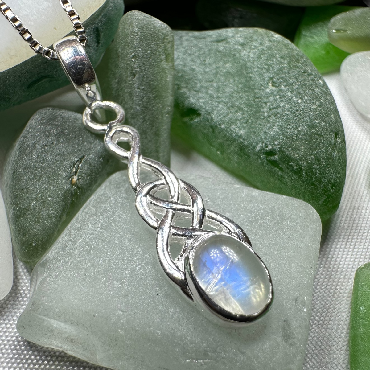Dublin Celtic Knot Moonstone Necklace in Sterling Silver | Pendant | Wiccan Center