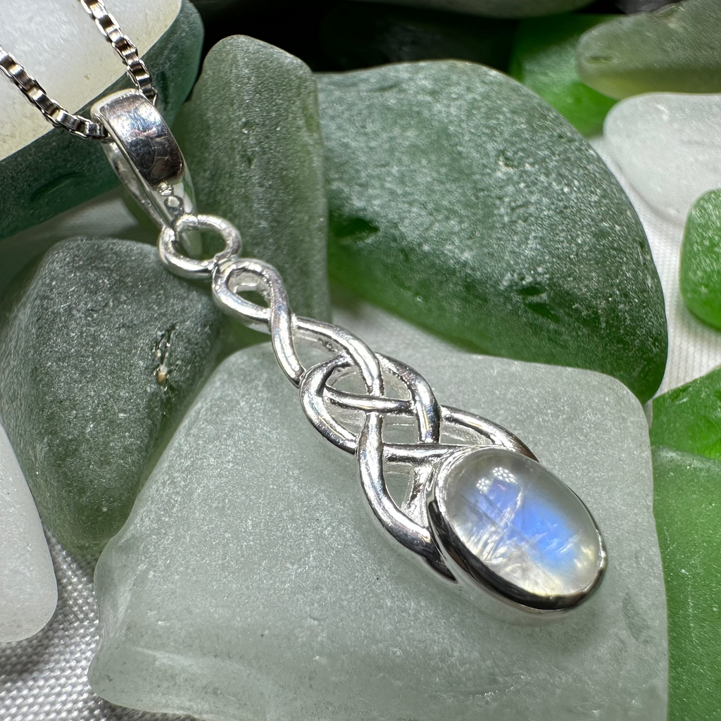 Dublin Celtic Knot Moonstone Necklace in Sterling Silver | Pendant | Wiccan Center