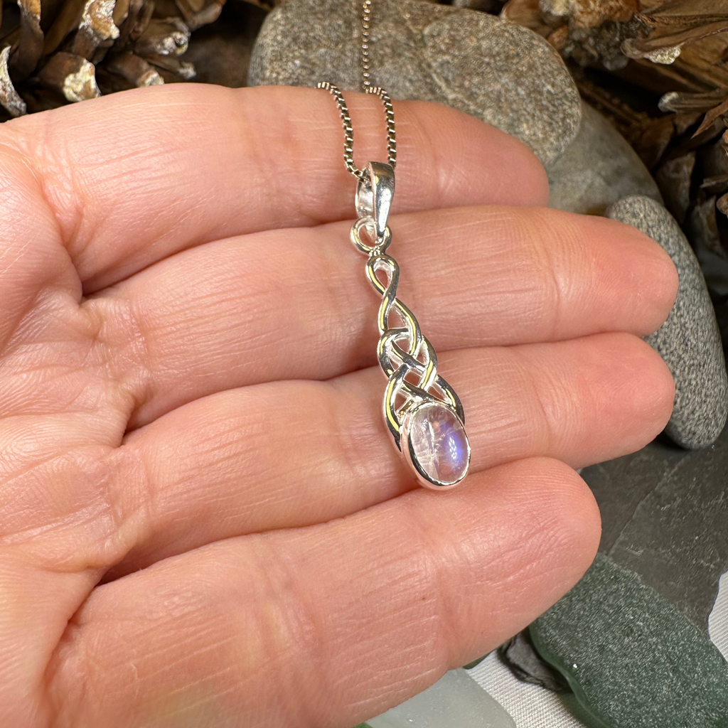 Dublin Celtic Knot Moonstone Necklace in Sterling Silver | Pendant | Wiccan Center