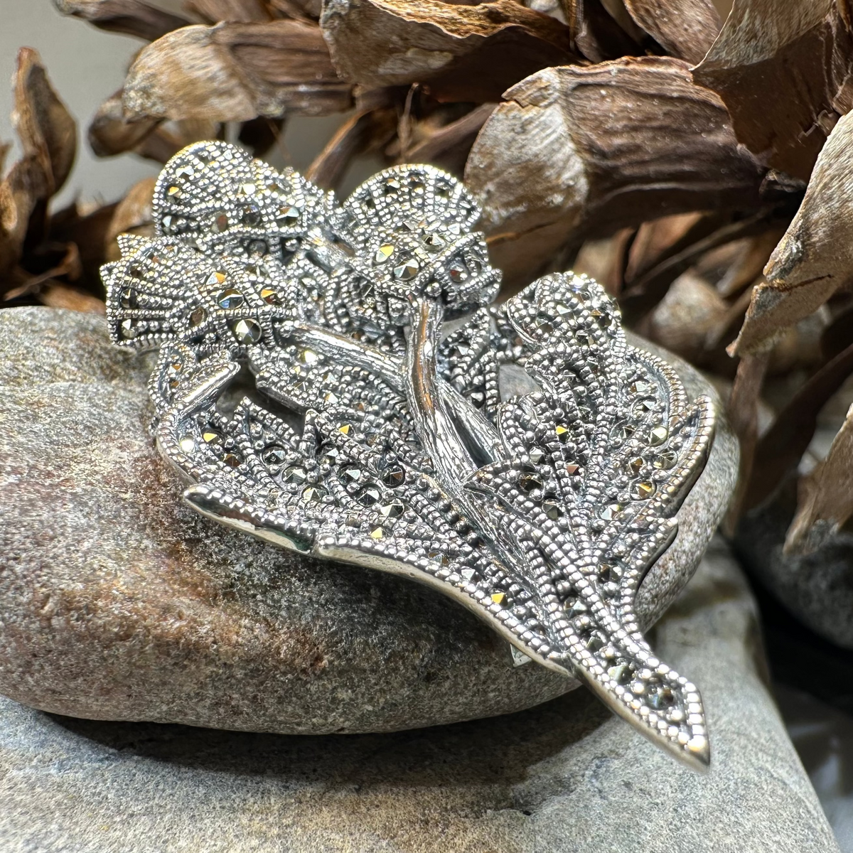Marcasite Scottish Thistle Brooch in Sterling Silver | Brooch | Wiccan Center