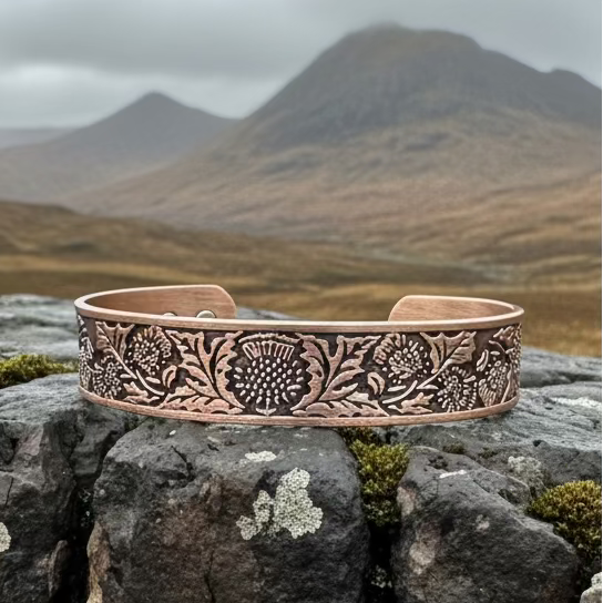 Scottish Thistle Copper Cuff Bracelet | Bracelet | Wiccan Center