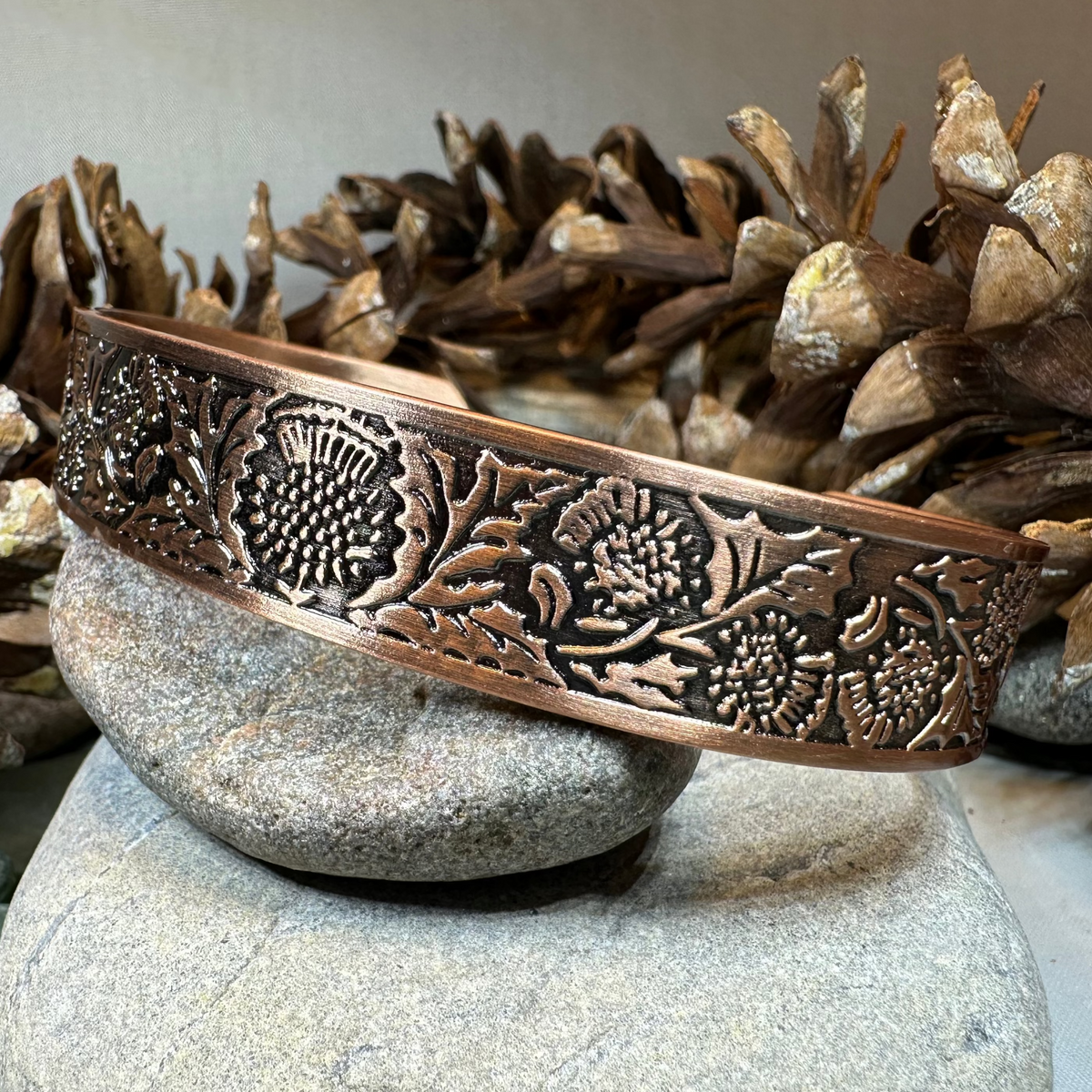 Scottish Thistle Copper Cuff Bracelet | Bracelet | Wiccan Center