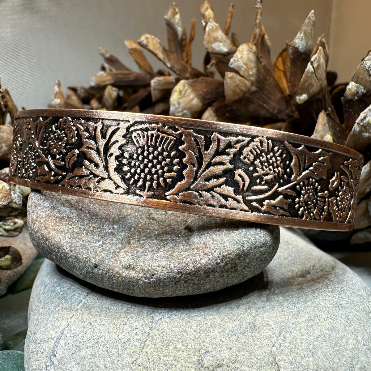 Scottish Thistle Copper Cuff Bracelet | Bracelet | Wiccan Center