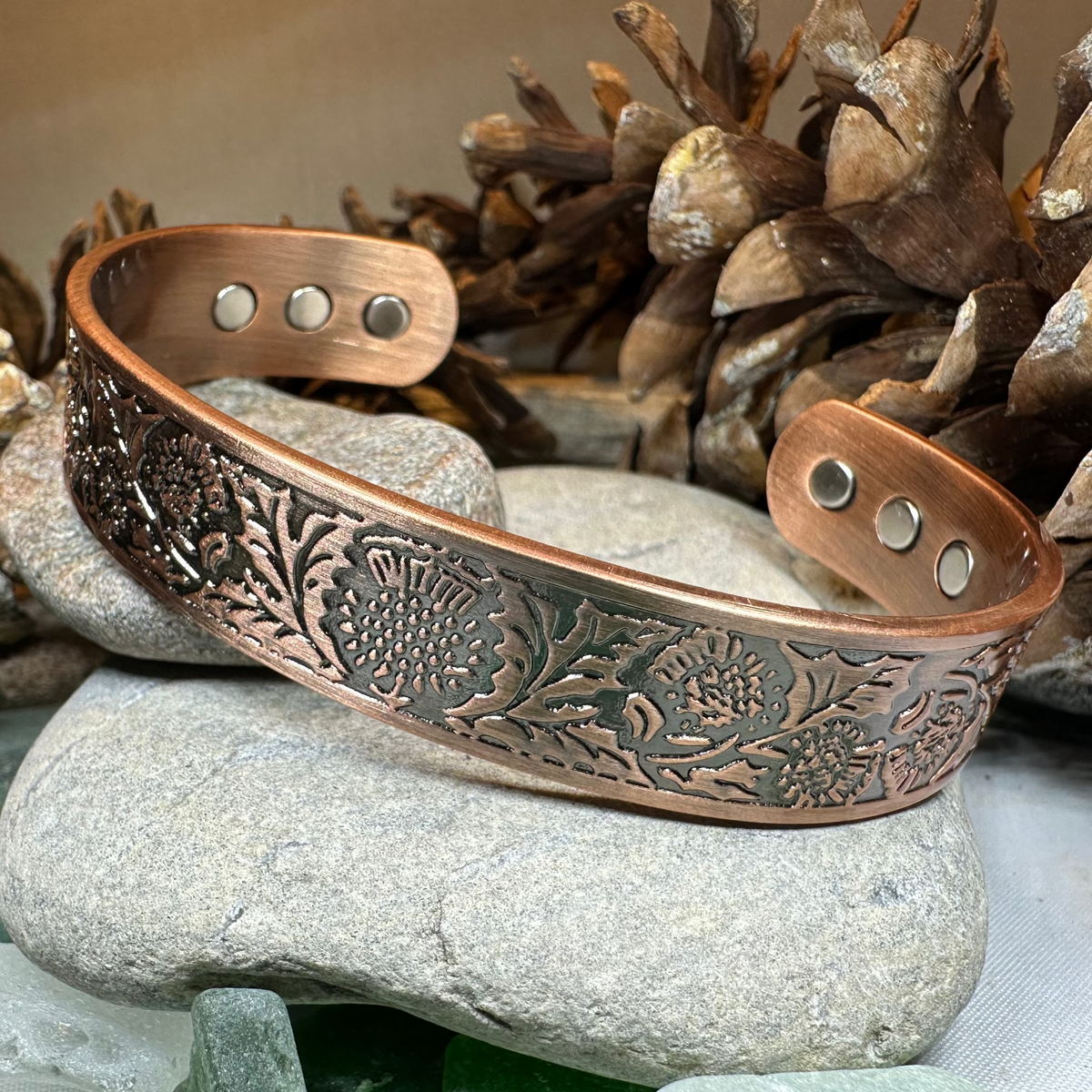 Scottish Thistle Copper Cuff Bracelet | Bracelet | Wiccan Center