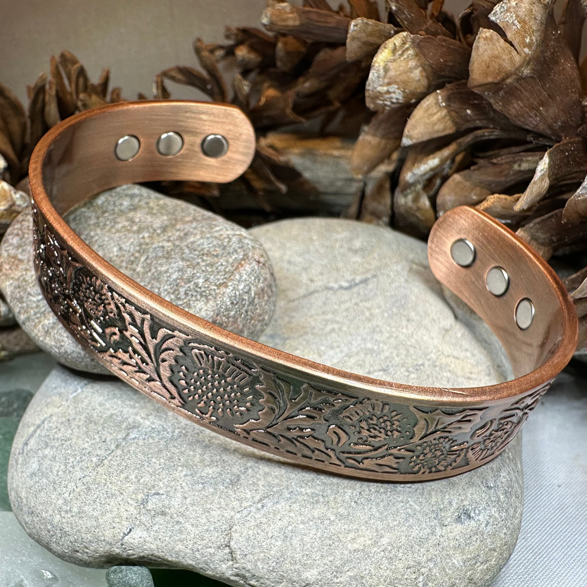 Scottish Thistle Copper Cuff Bracelet | Bracelet | Wiccan Center
