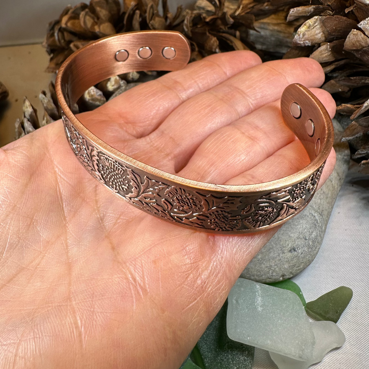 Scottish Thistle Copper Cuff Bracelet | Bracelet | Wiccan Center