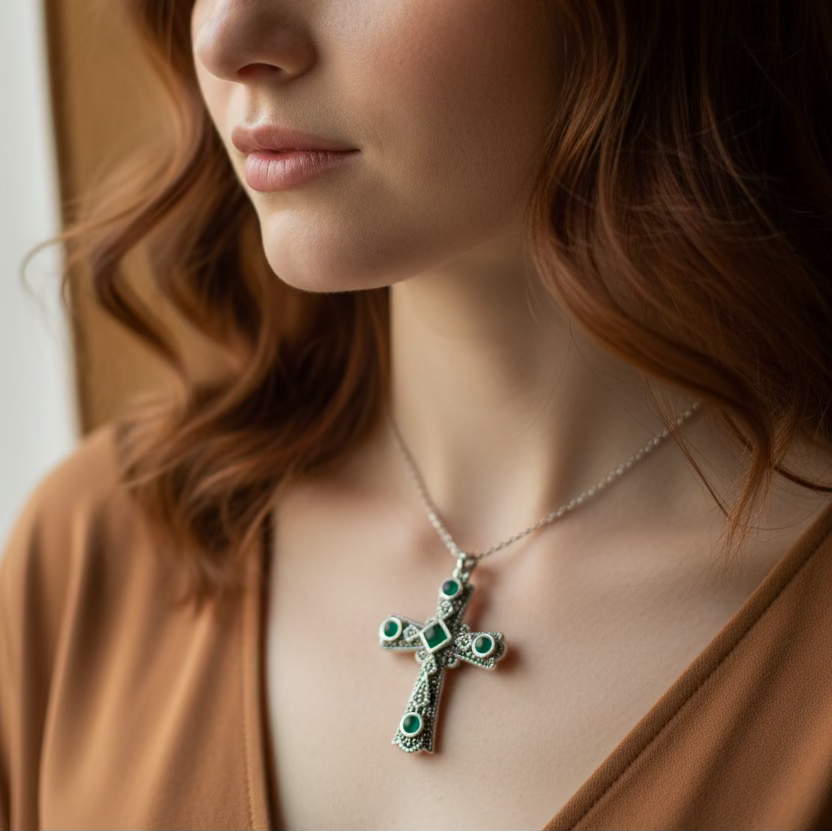 Durrow Celtic Cross Necklace in Sterling Silver | Pendant | Wiccan Center