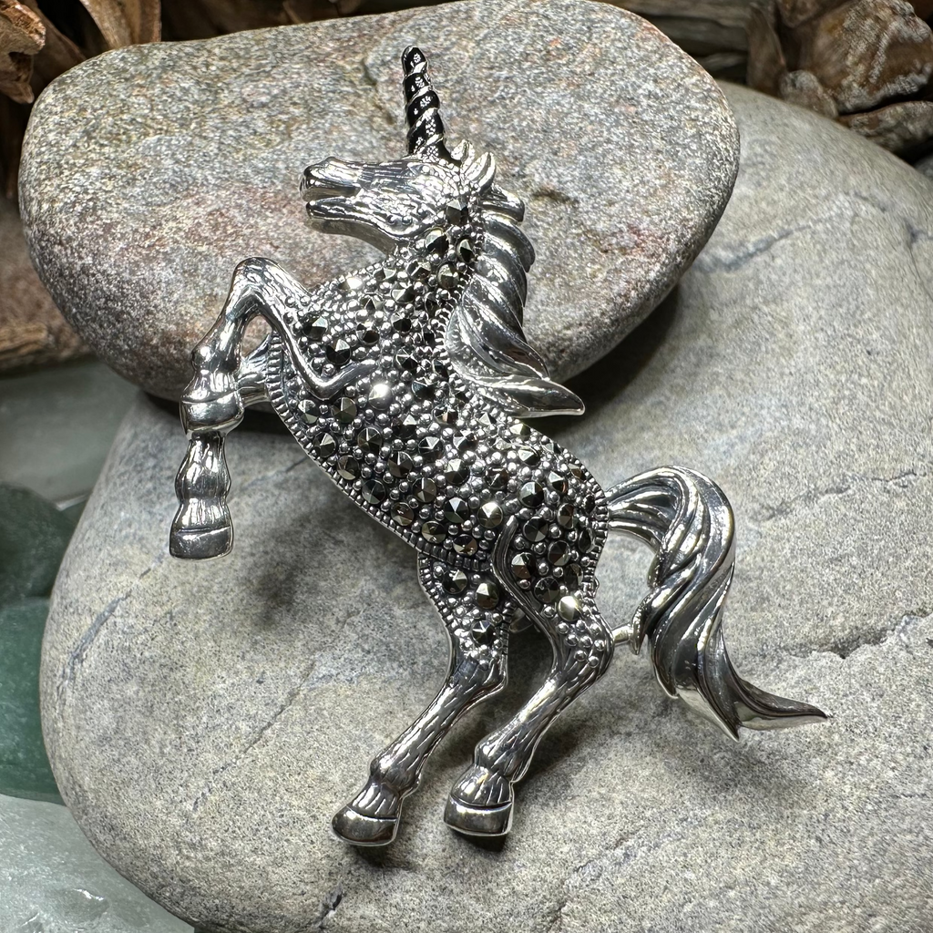 Prancing Unicorn of Scotland Pin in Sterling Silver | Brooch | Wiccan Center