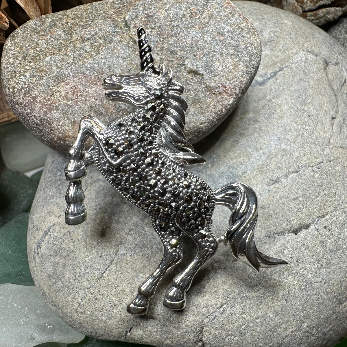 Prancing Unicorn of Scotland Pin in Sterling Silver | Brooch | Wiccan Center