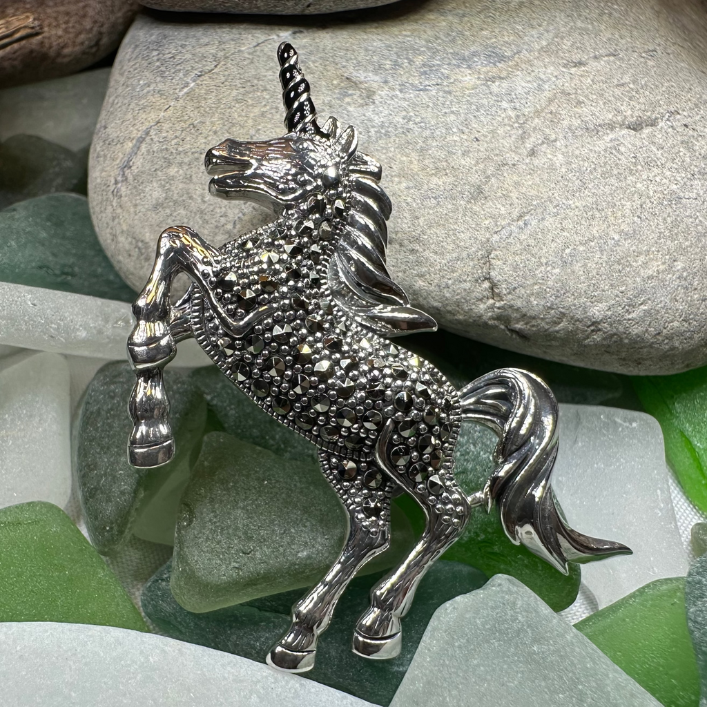 Prancing Unicorn of Scotland Pin in Sterling Silver | Brooch | Wiccan Center