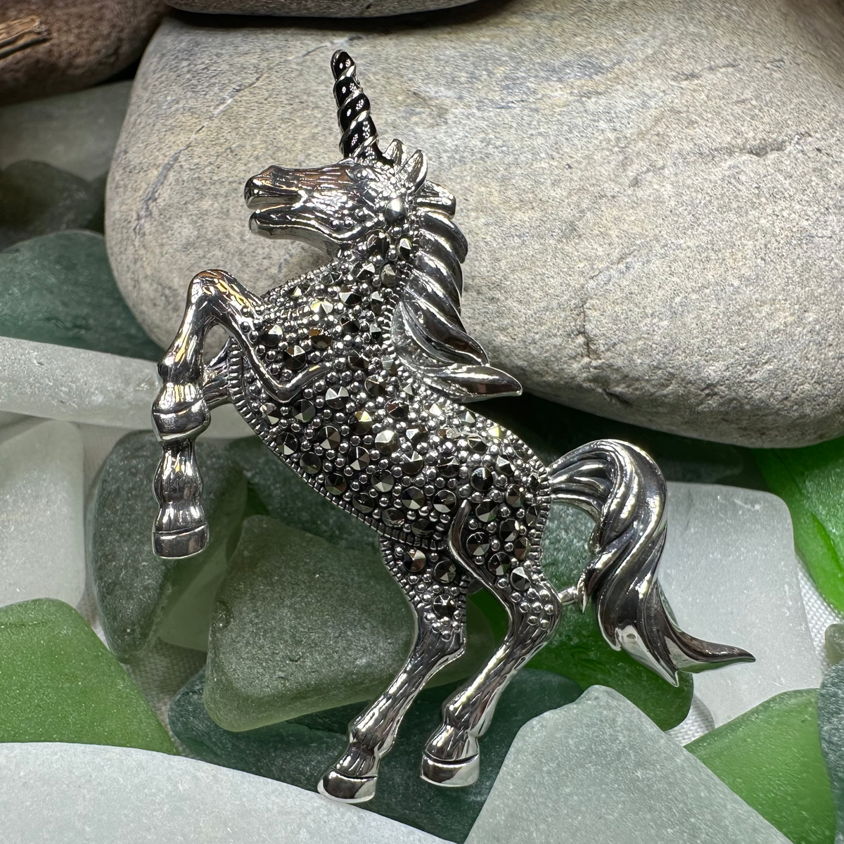 Prancing Unicorn of Scotland Pin in Sterling Silver | Brooch | Wiccan Center